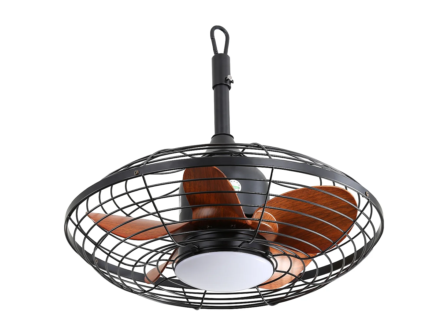 Ventilateur de plafond extérieur avec LED, 20 pouces, moteur DC, 5 pales ABS, noir, montage suspendu (50.8x50.8x47.5cm)