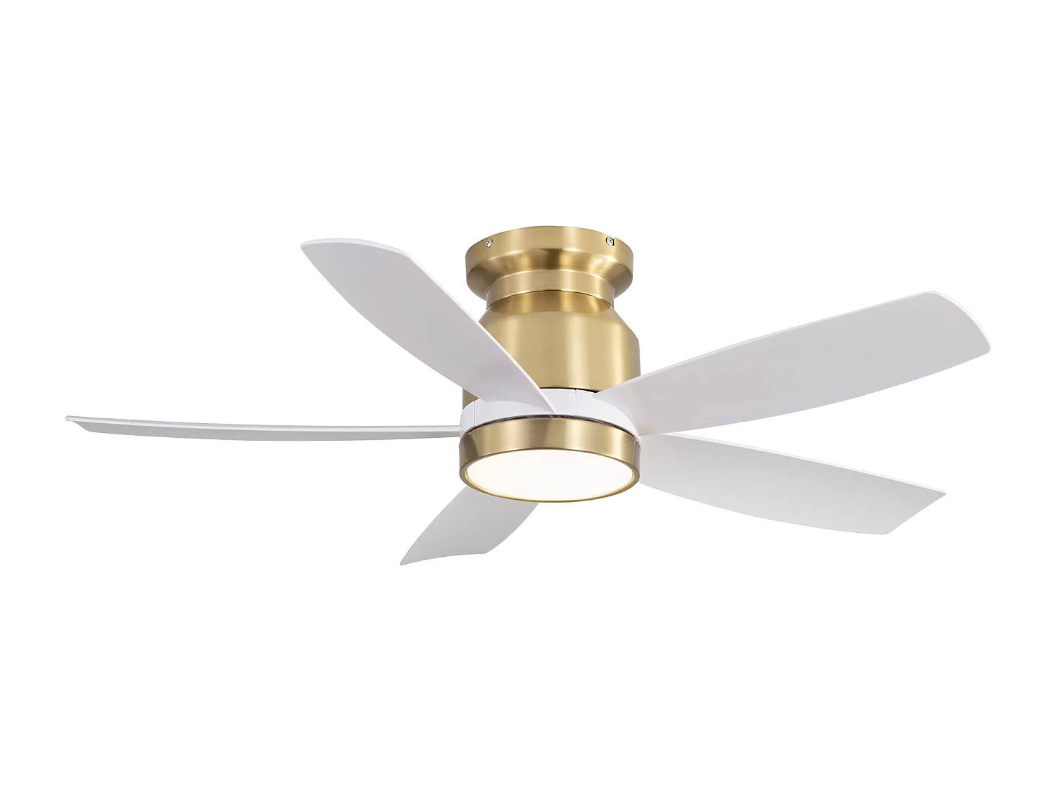 42 inch omkeerbare plafondventilator, DC-motor, 5 ABS-bladen, wit en goud, afstandsbediening, 6 snelheden, timer (106,68 x 106,68 x 23,11 cm)
