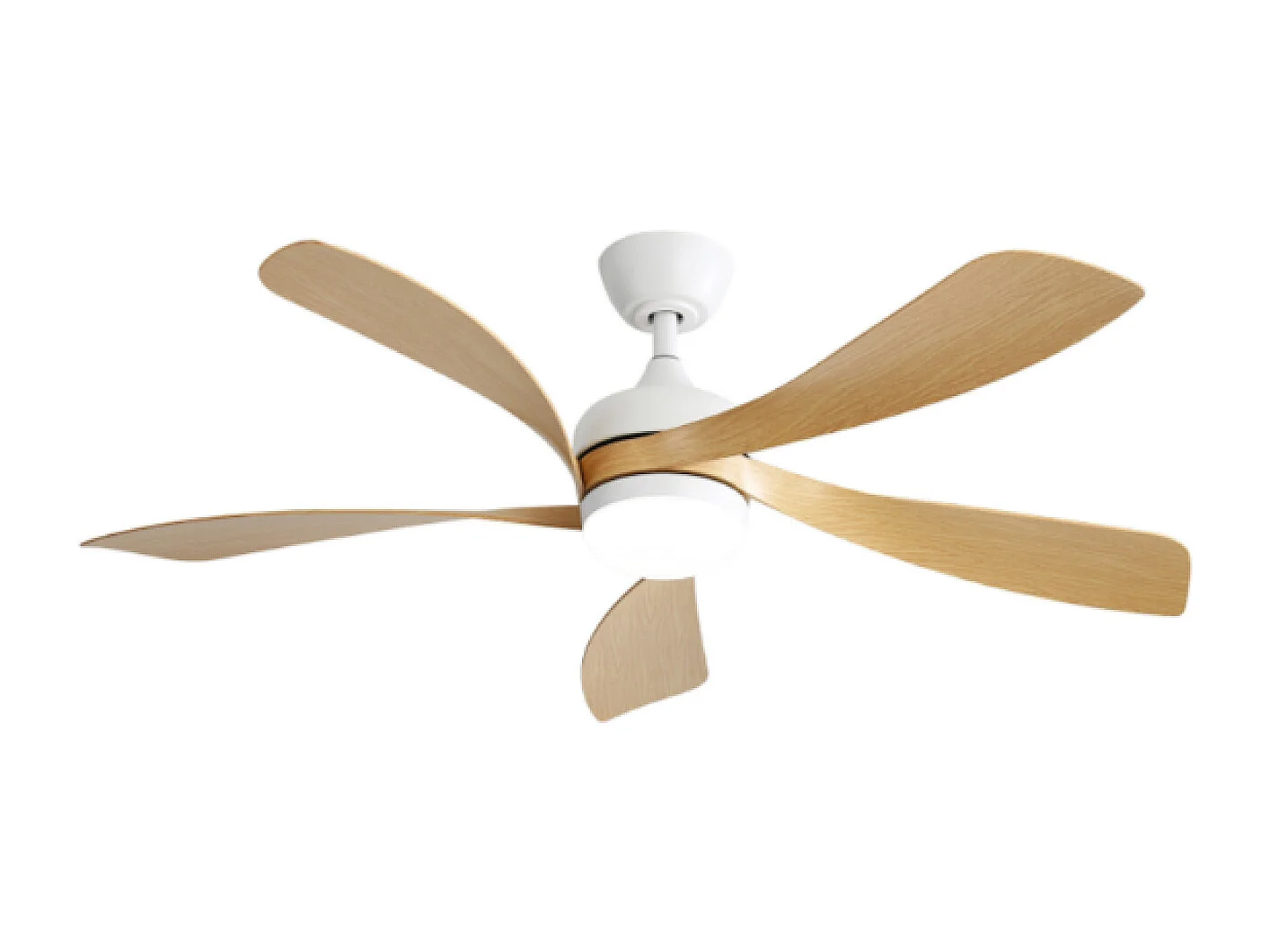 Ventilateur de plafond 52 pouces avec LED 3 couleurs dimmable, moteur DC réversible et télécommande, design moderne, ABS, blanc (132x132x35.56cm)