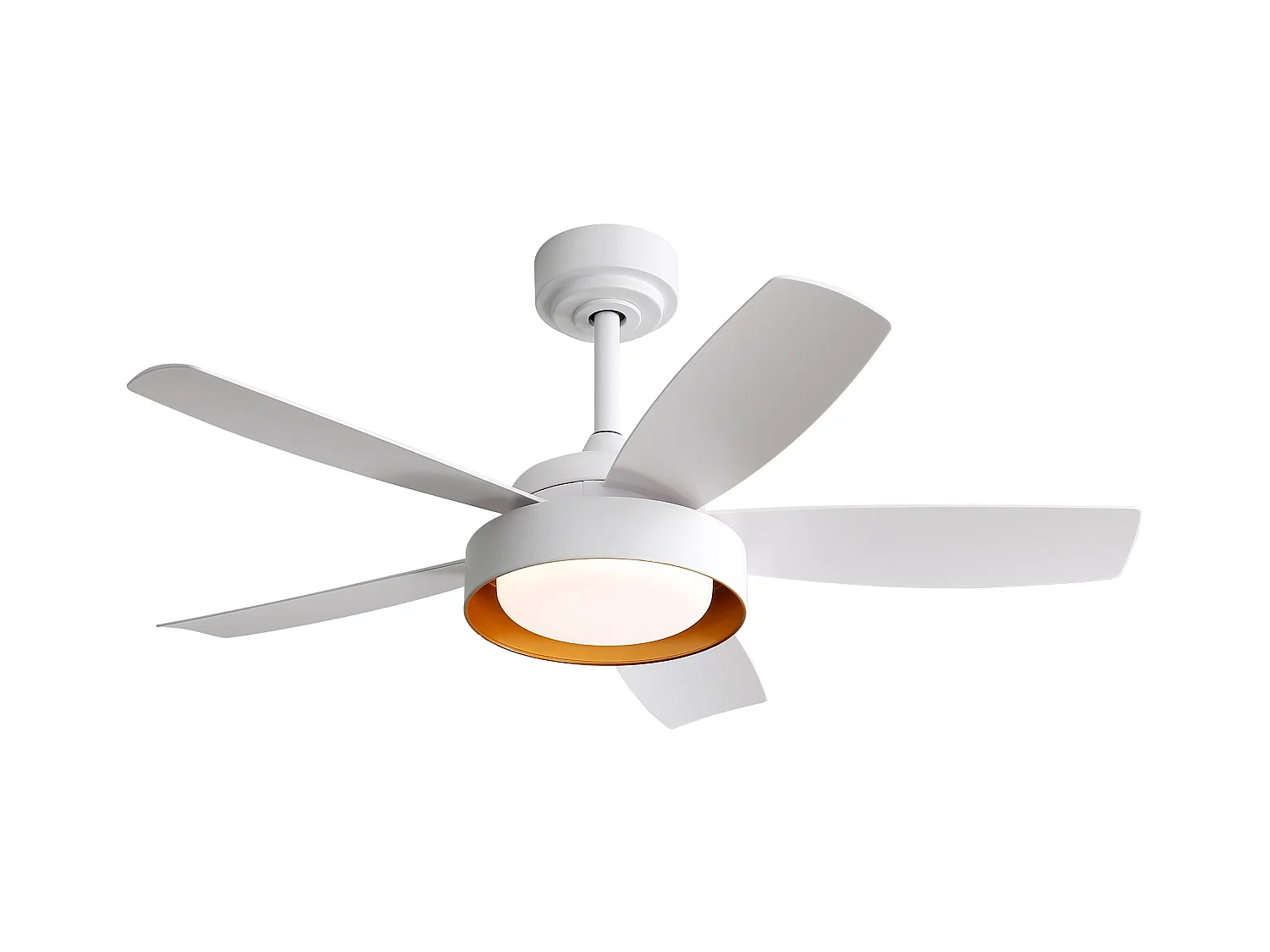 Ventilateur de plafond avec lumière LED 22W, télécommande, moteur DC réversible, ABS, blanc (106.6x106.6x35.5cm)