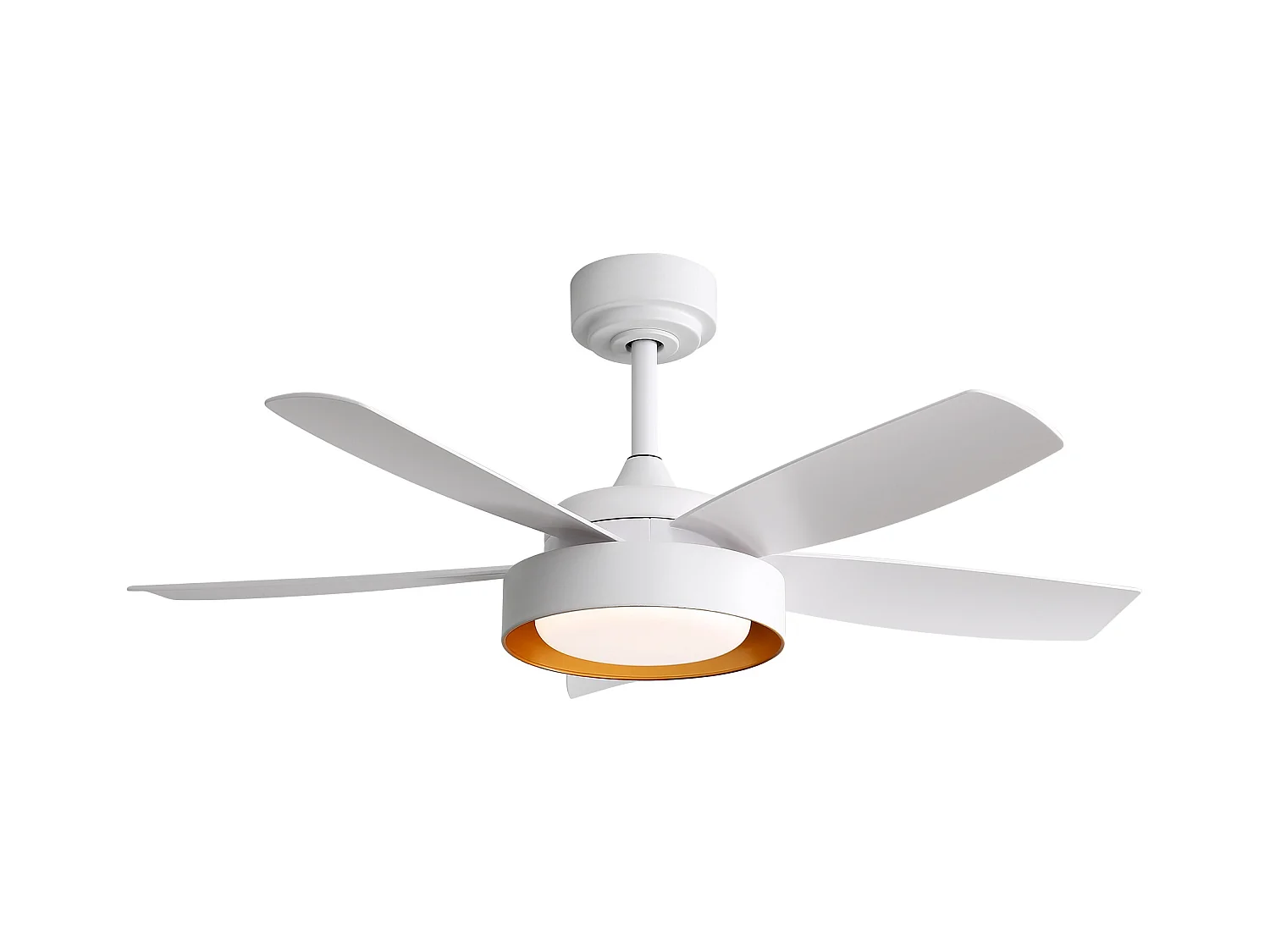 Ventilateur de plafond avec lumière LED 22W, télécommande, moteur DC réversible, ABS, blanc (106.6x106.6x35.5cm)