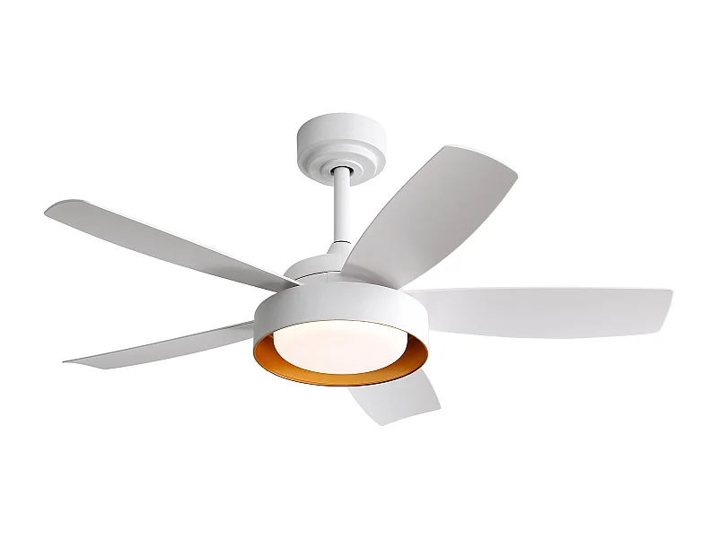 Ventilateur de plafond avec lumière LED 22W, télécommande, moteur DC réversible, ABS, blanc (106.6x106.6x35.5cm)