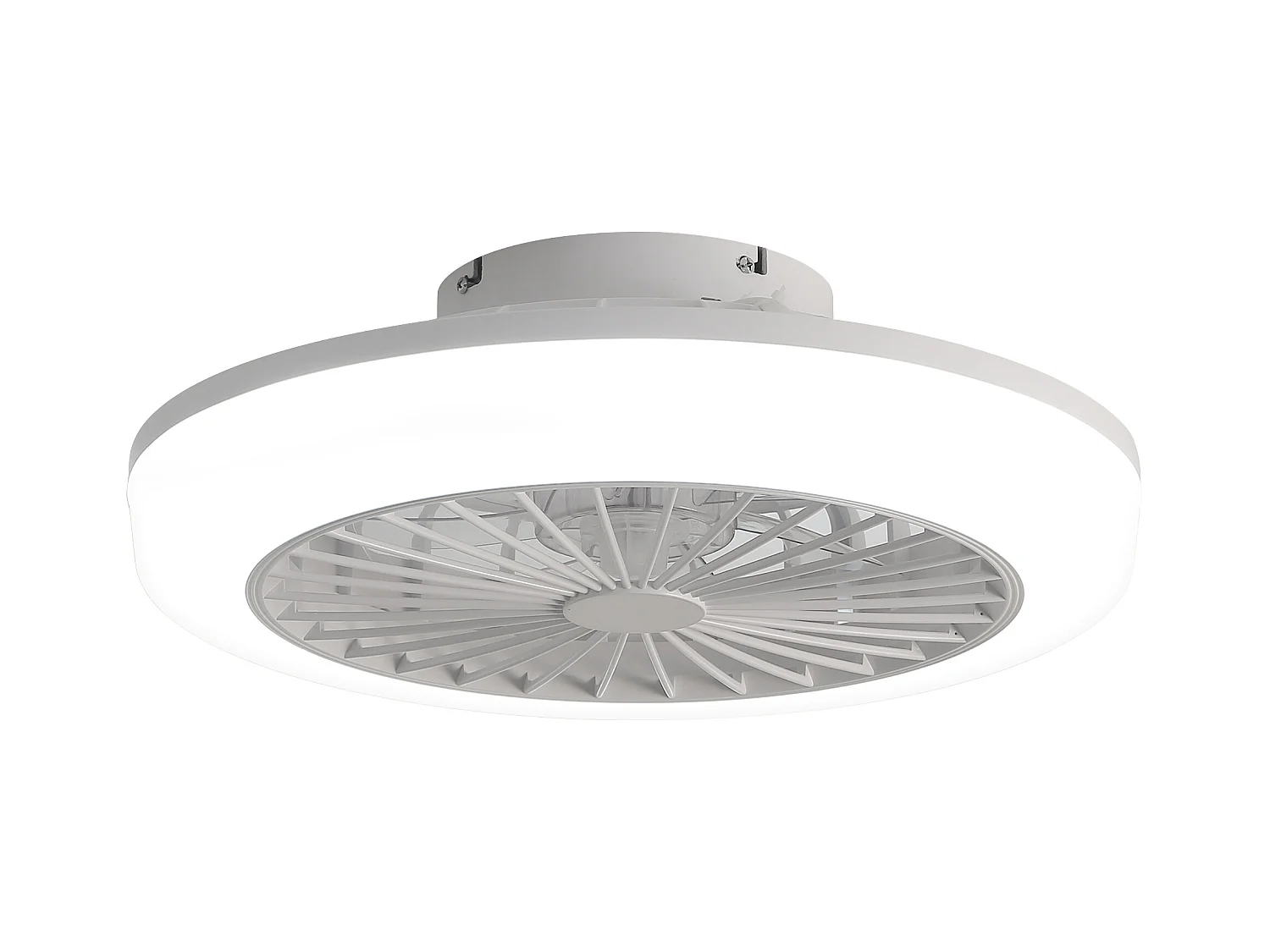 Ventilateur de plafond sans pales avec lumière et télécommande, design moderne, ABS, blanc, montage encastré (45.7x45.7x14.5cm)