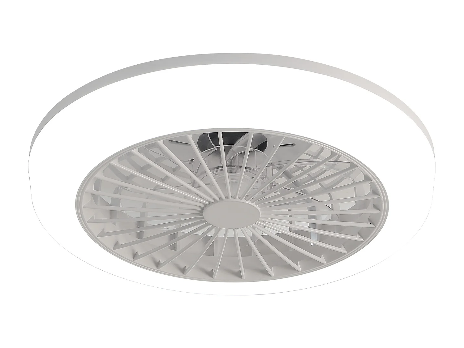 Bladloze plafondventilator met licht en afstandsbediening, modern design, ABS, wit, inbouw (45,7 x 45,7 x 14,5 cm)