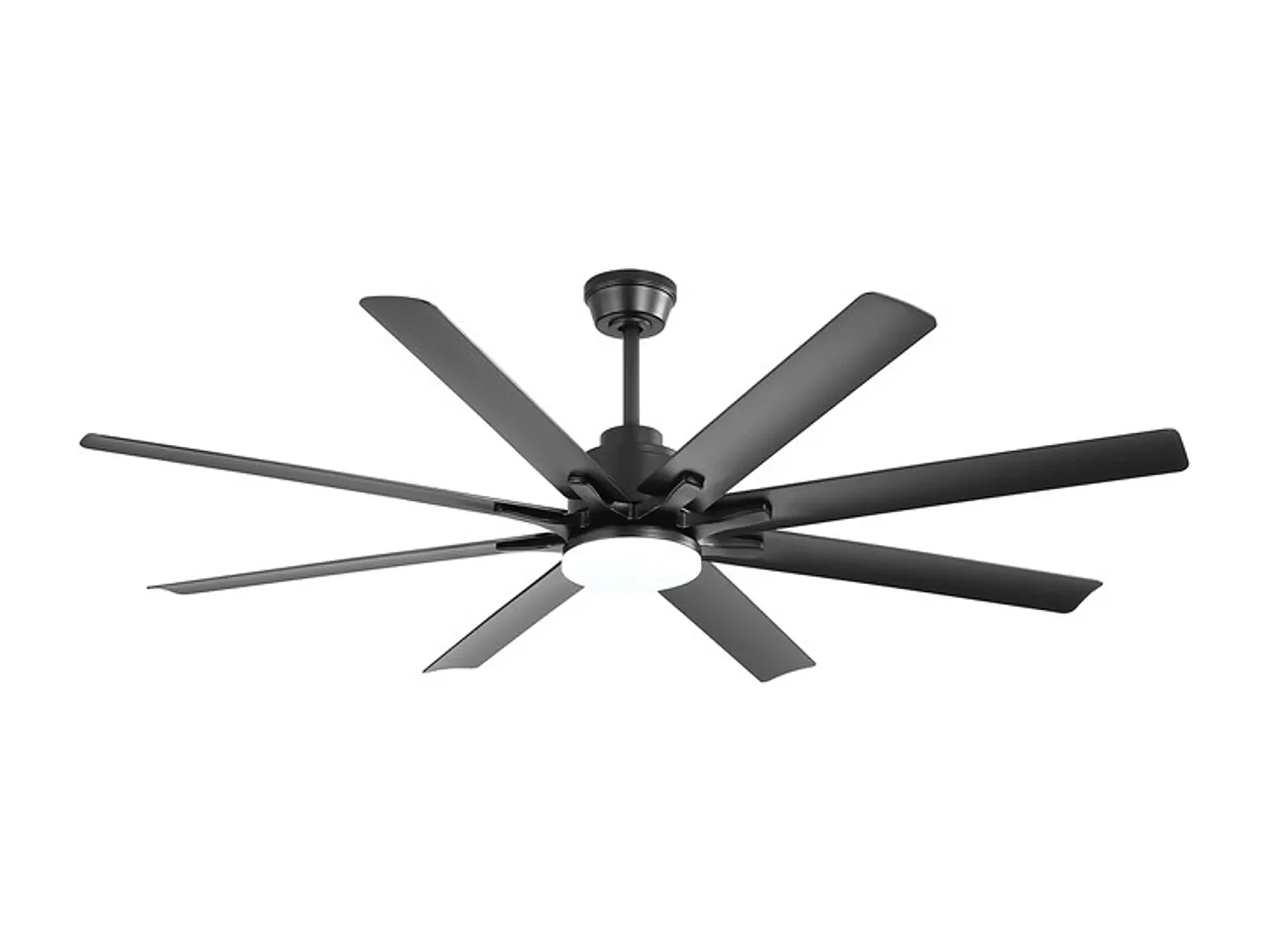 Ventilateur de plafond intelligent 66 pouces avec lumière LED dimmable, moteur EC réversible, commande par application et minuterie, ABS, noir