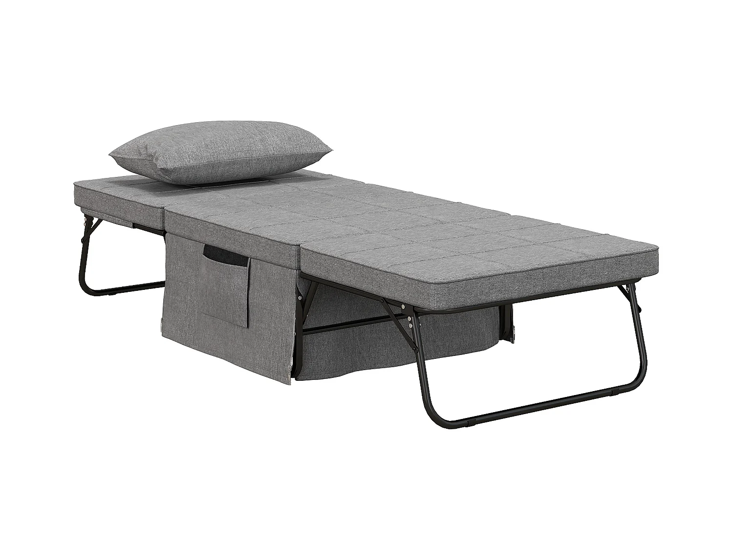 4-in-1 slaapbank, matras van 8 cm, 5-voudig verstelbaar, staal, grijs (188x75x38cm)