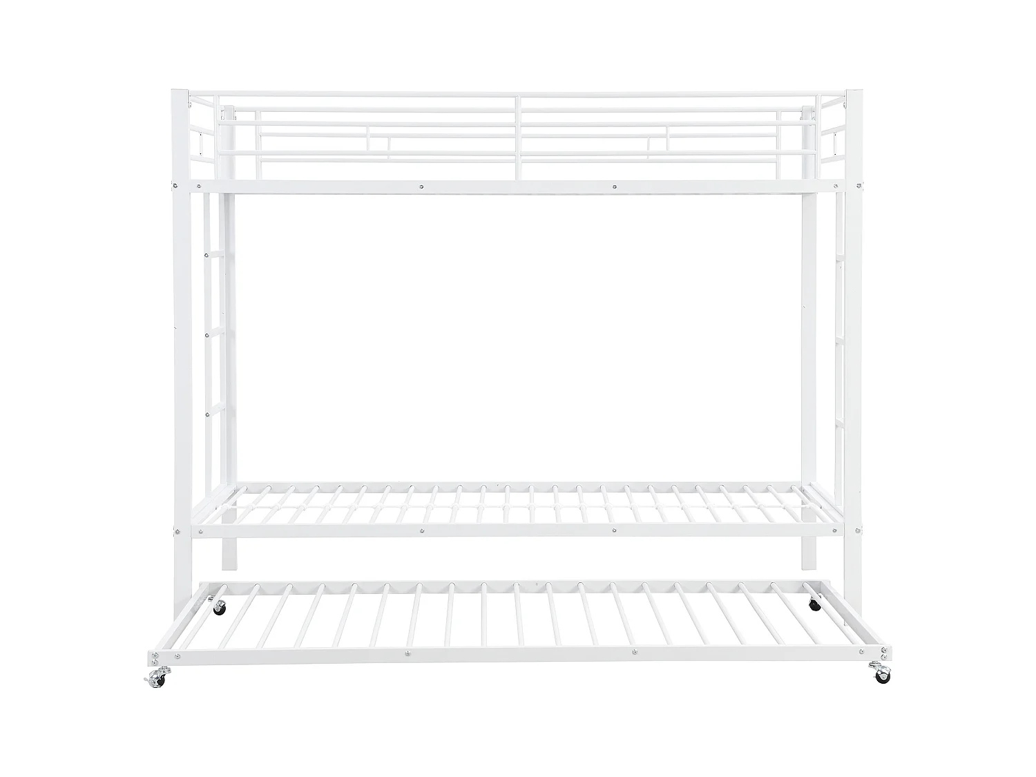 Lit superposé avec lit escamotable, cadre en métal robuste, blanc, pour enfants, certifié EN747 (90x200x160 cm)