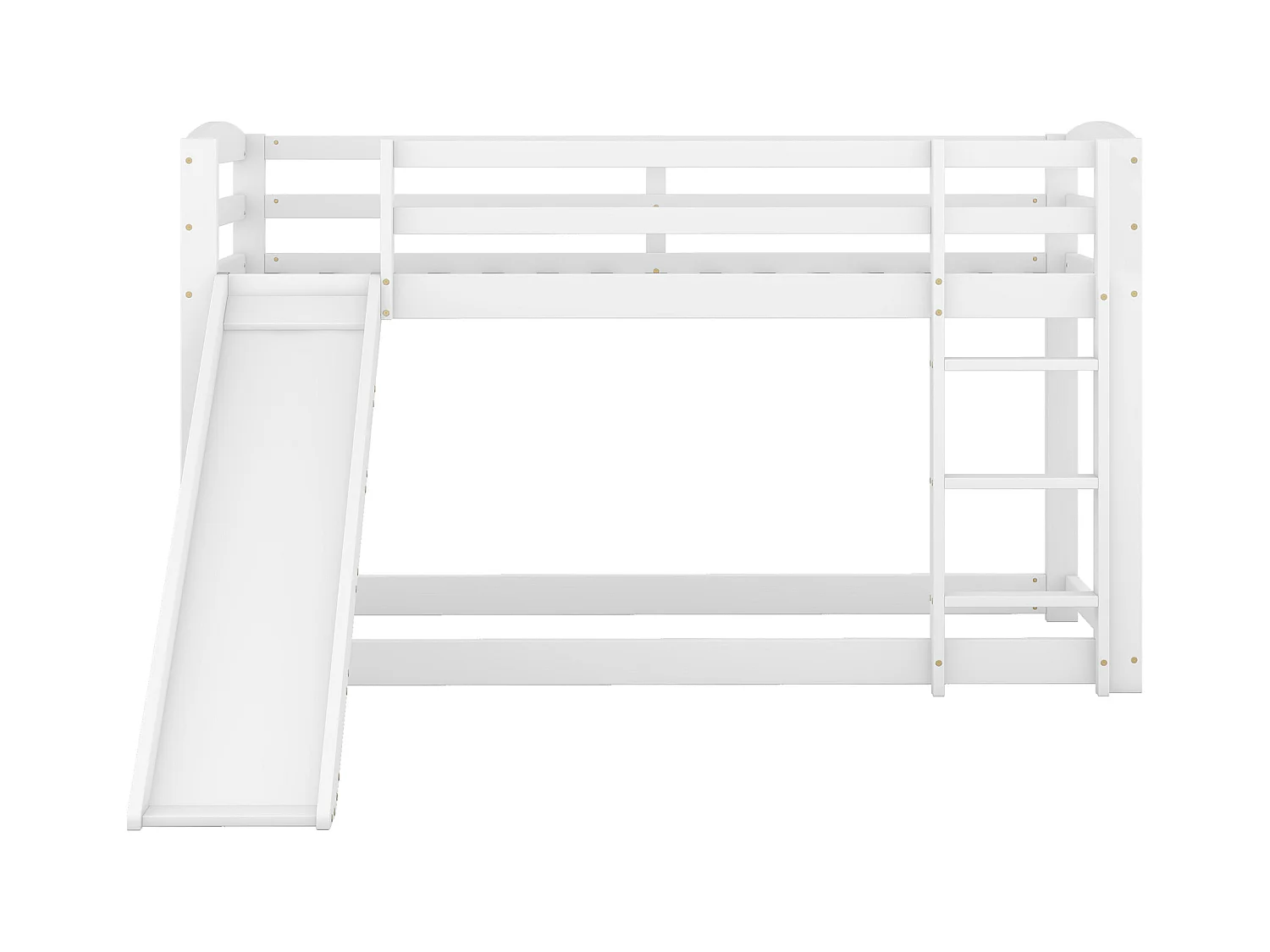 Litera infantil con tobogán, estructura de madera maciza, fácil montaje, color blanco (90x200x118cm)