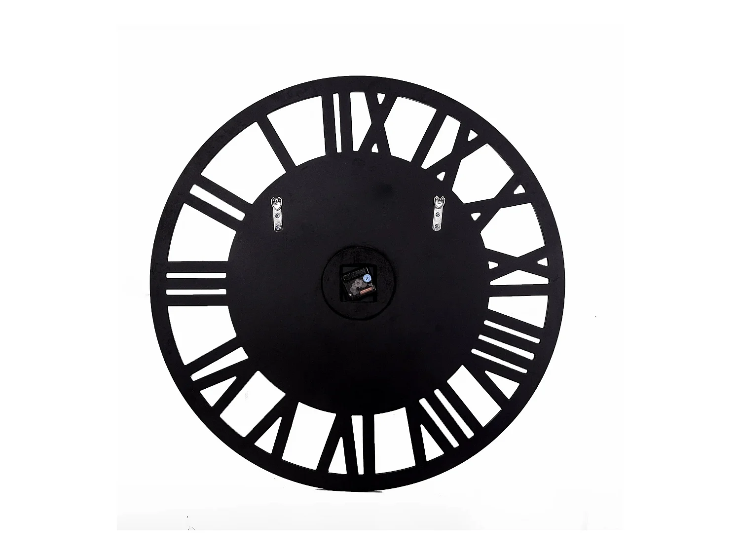 Horloge murale ronde contemporaine en verre, design minimaliste, MDF et verre, argenté (80x4.2x80 cm)