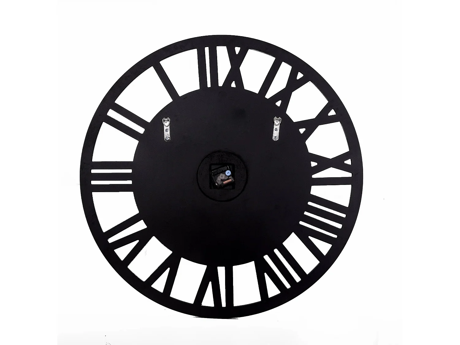 Horloge murale ronde contemporaine en verre, design minimaliste, MDF et verre, argenté (80x4.2x80 cm)