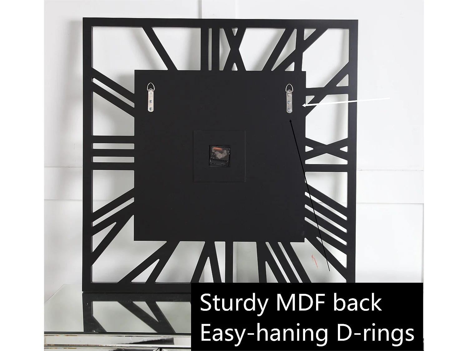 Horloge murale carrée en verre, design moderne et élégant, MDF et verre, argenté (80x3.6x80 cm)