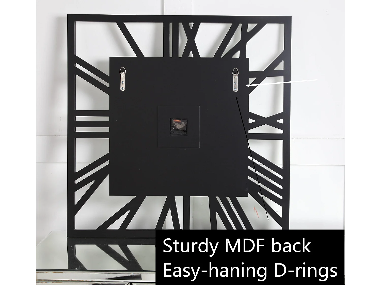 Orologio da parete quadrato in vetro, design moderno ed elegante, MDF e vetro, argento (80x3,6x80 cm)