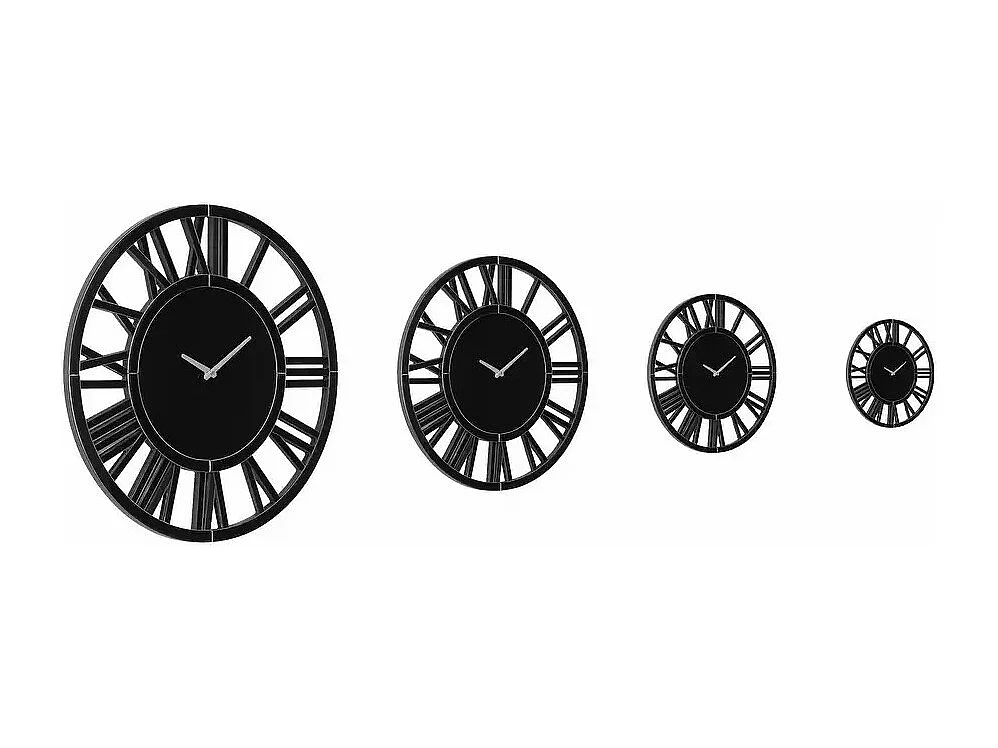 Horloge murale ronde contemporaine en verre, design élégant, MDF et verre, noir (80x3.4x80 cm)