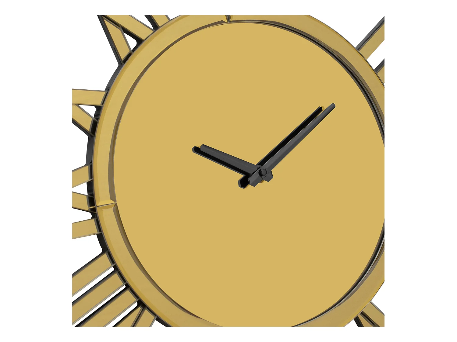 Horloge murale ronde contemporaine en verre, design élégant, MDF et verre, doré (80x3.4x80cm)