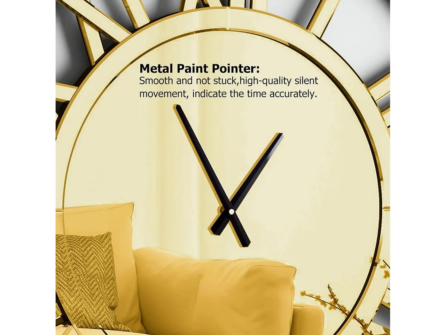 Horloge murale ronde contemporaine en verre, design élégant, MDF et verre, doré (80x3.4x80cm)