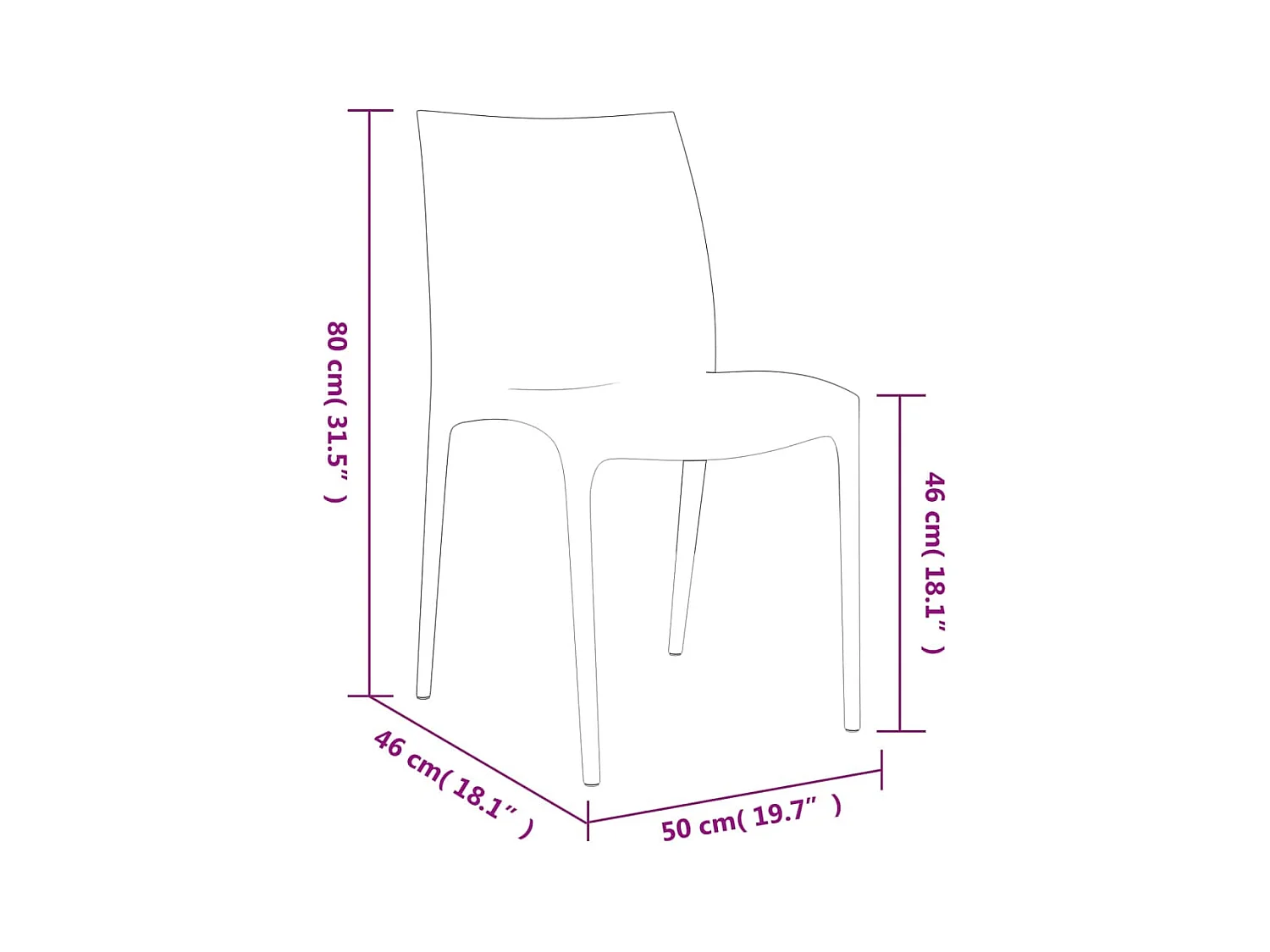 Tuinstoelen set van 2 wit 50x46x80 cm polypropyleen