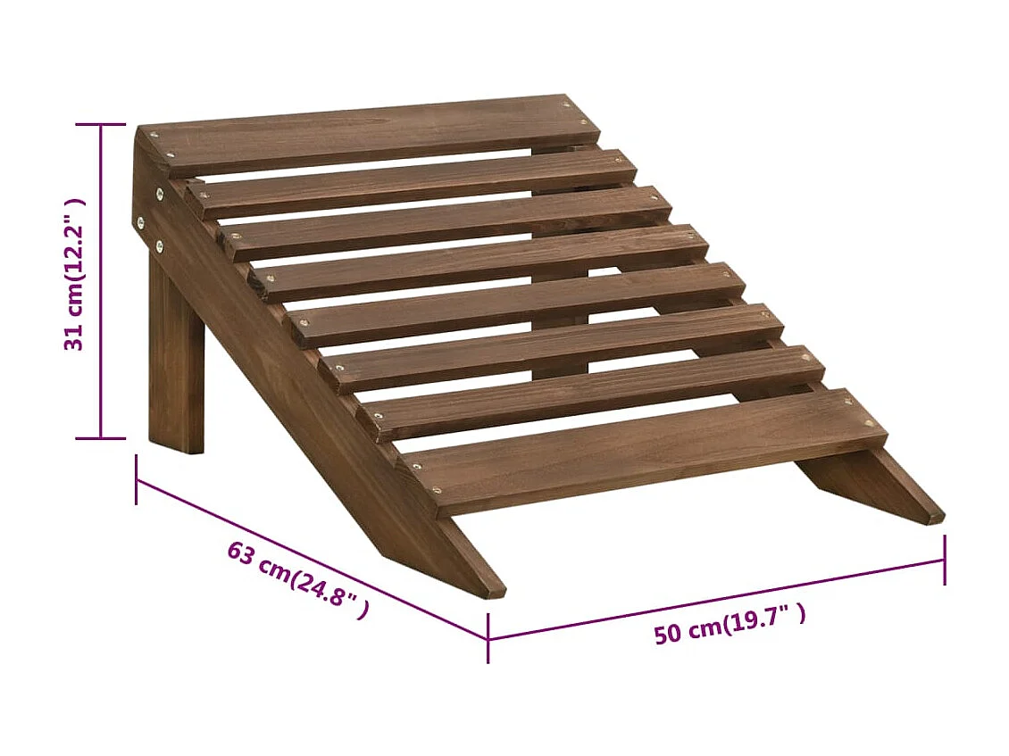 Chaise de jardin avec pouf Bois Marron