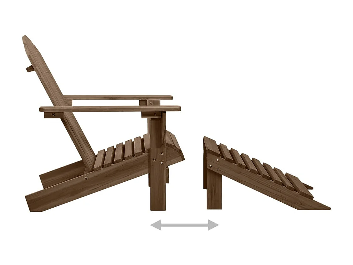 Chaise de jardin avec pouf Bois Marron