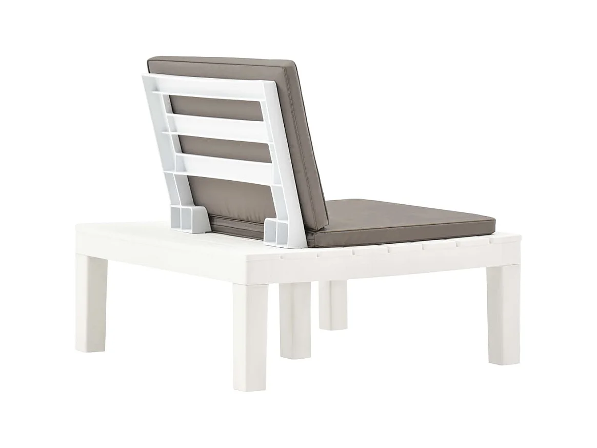 Chaise de salon de jardin avec coussin Plastique Blanc