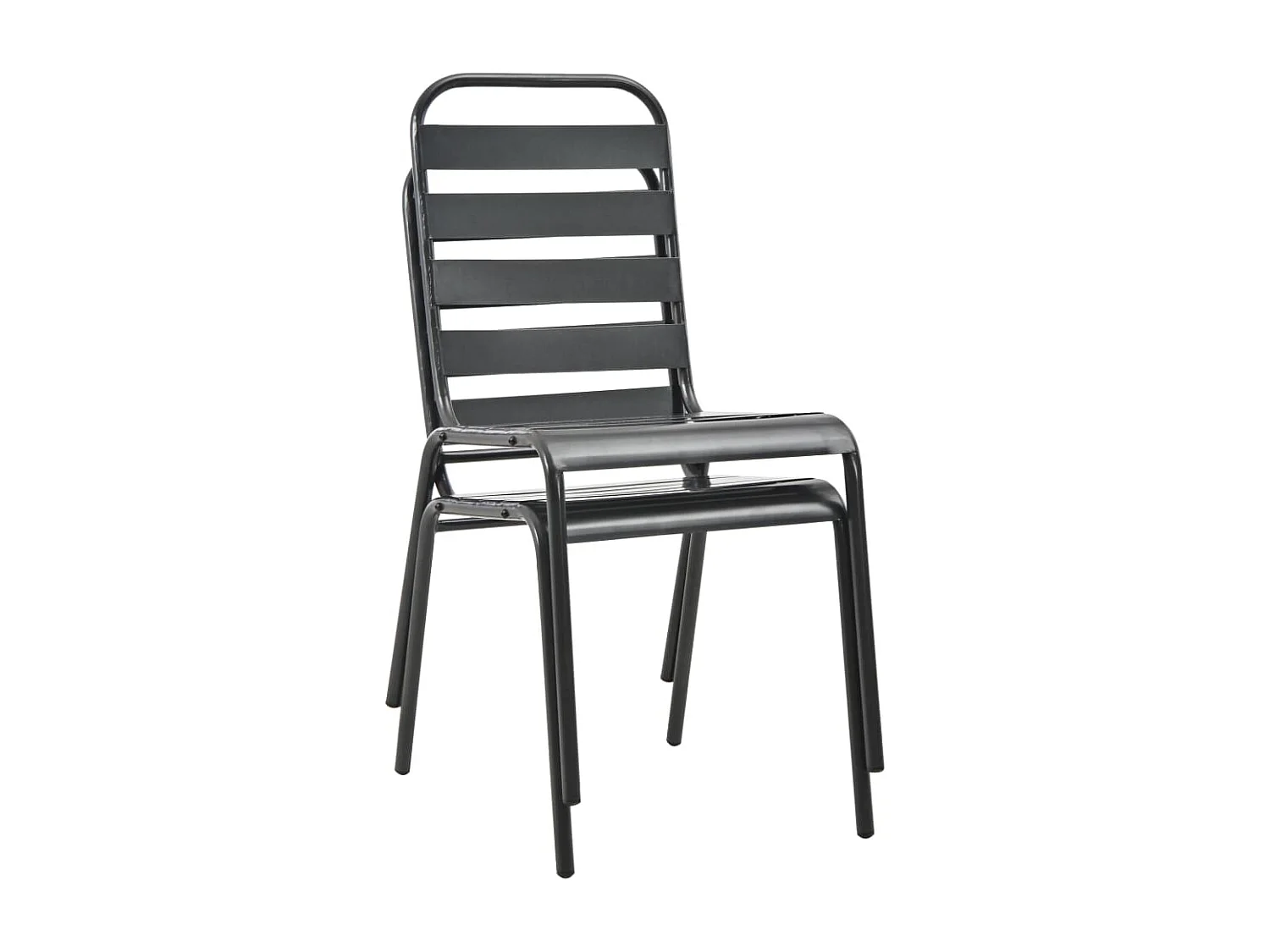 Set van 2 stapelbare stoelen voor buiten, grijs staal