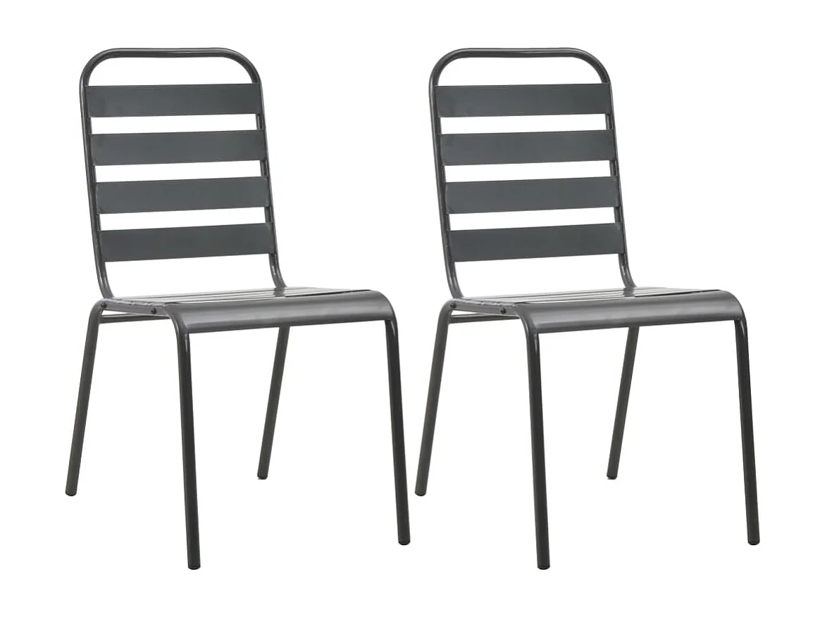 Set di 2 sedie impilabili per esterni in acciaio grigio