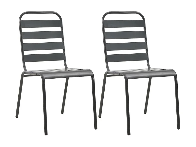 Juego de 2 sillas apilables para exterior de acero gris