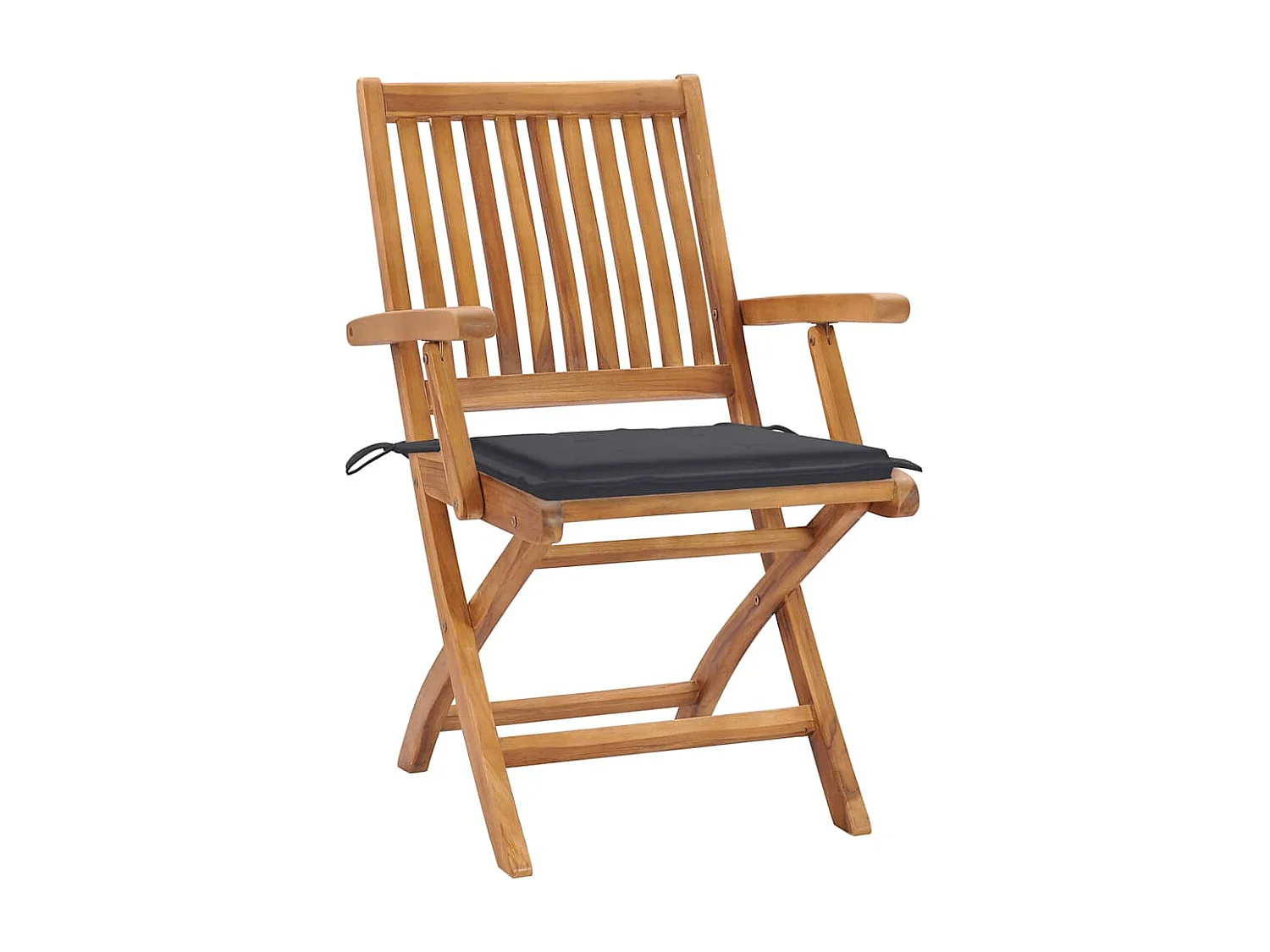 Chaises de jardin lot de 2 et coussins anthracite Bois de teck