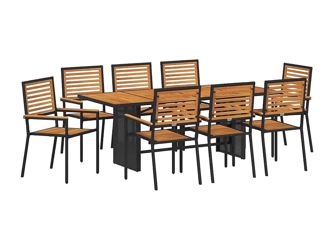 Ensemble de salle à manger pour jardin 9 pcs Noir, Marron
