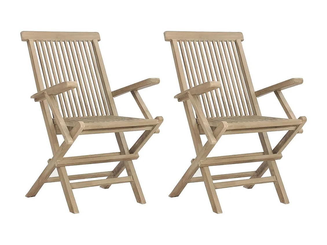 Set di 2 sedie pieghevoli da giardino in legno di teak grigio 56x61x89cm