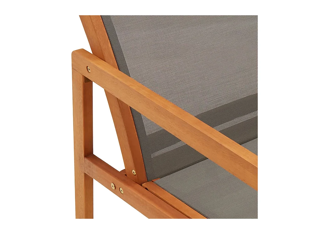 Chaise de jardin Gris Bois d'eucalyptus solide et textilène