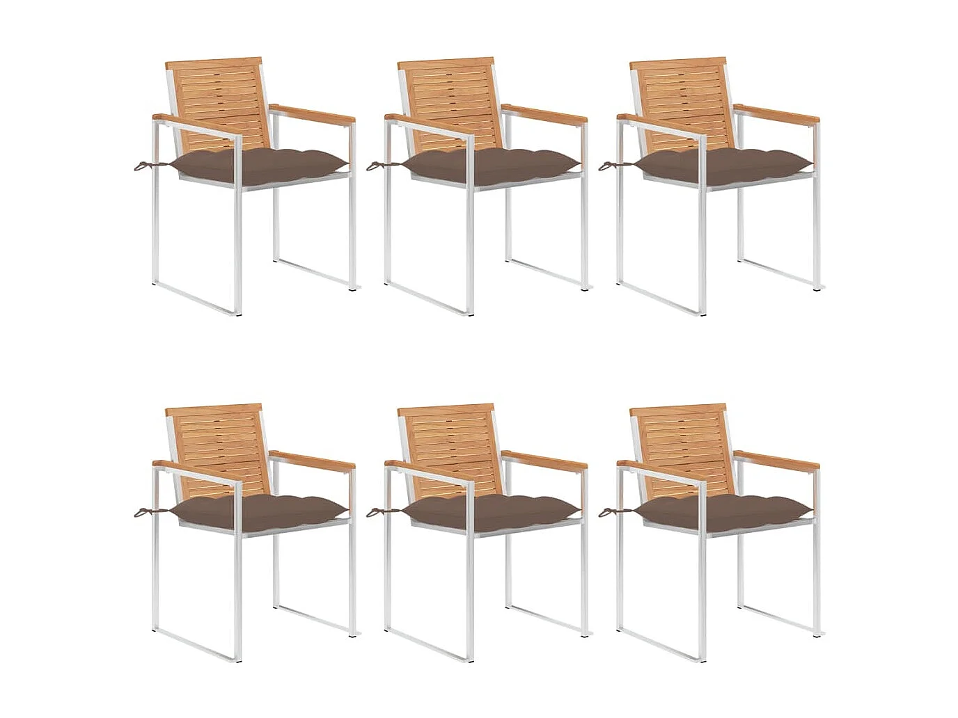 Chaises de jardin lot de 6 avec coussins Bois de teck massif