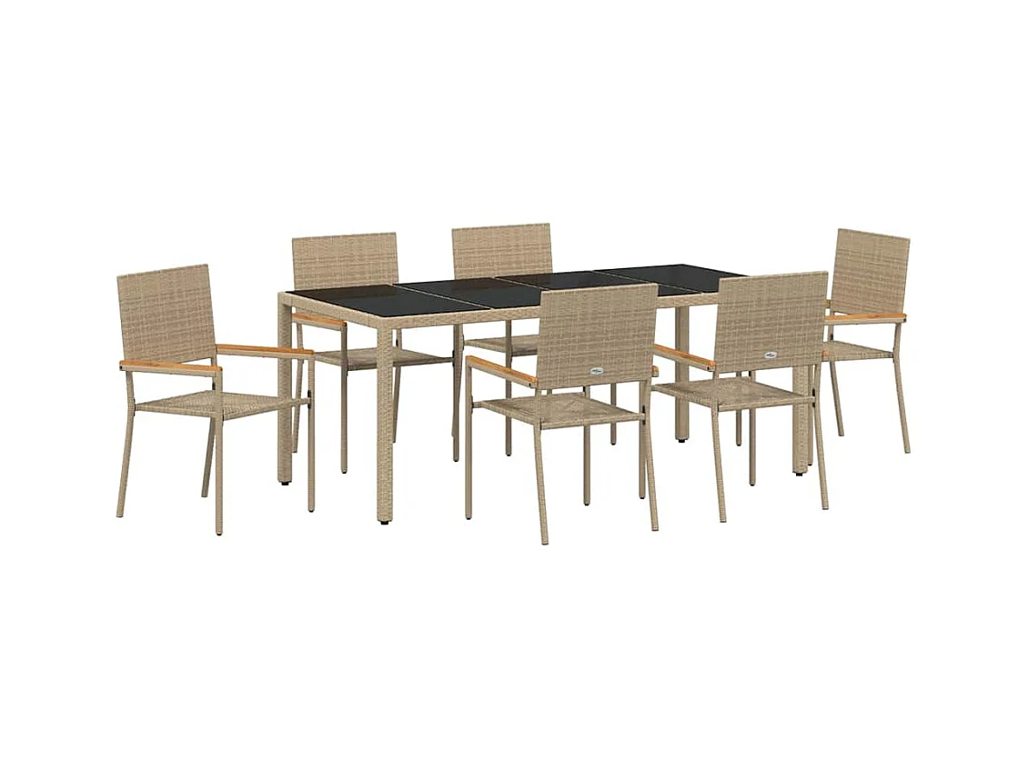 Ensemble de salle à manger pour jardin 7 pcs Beige, Noir