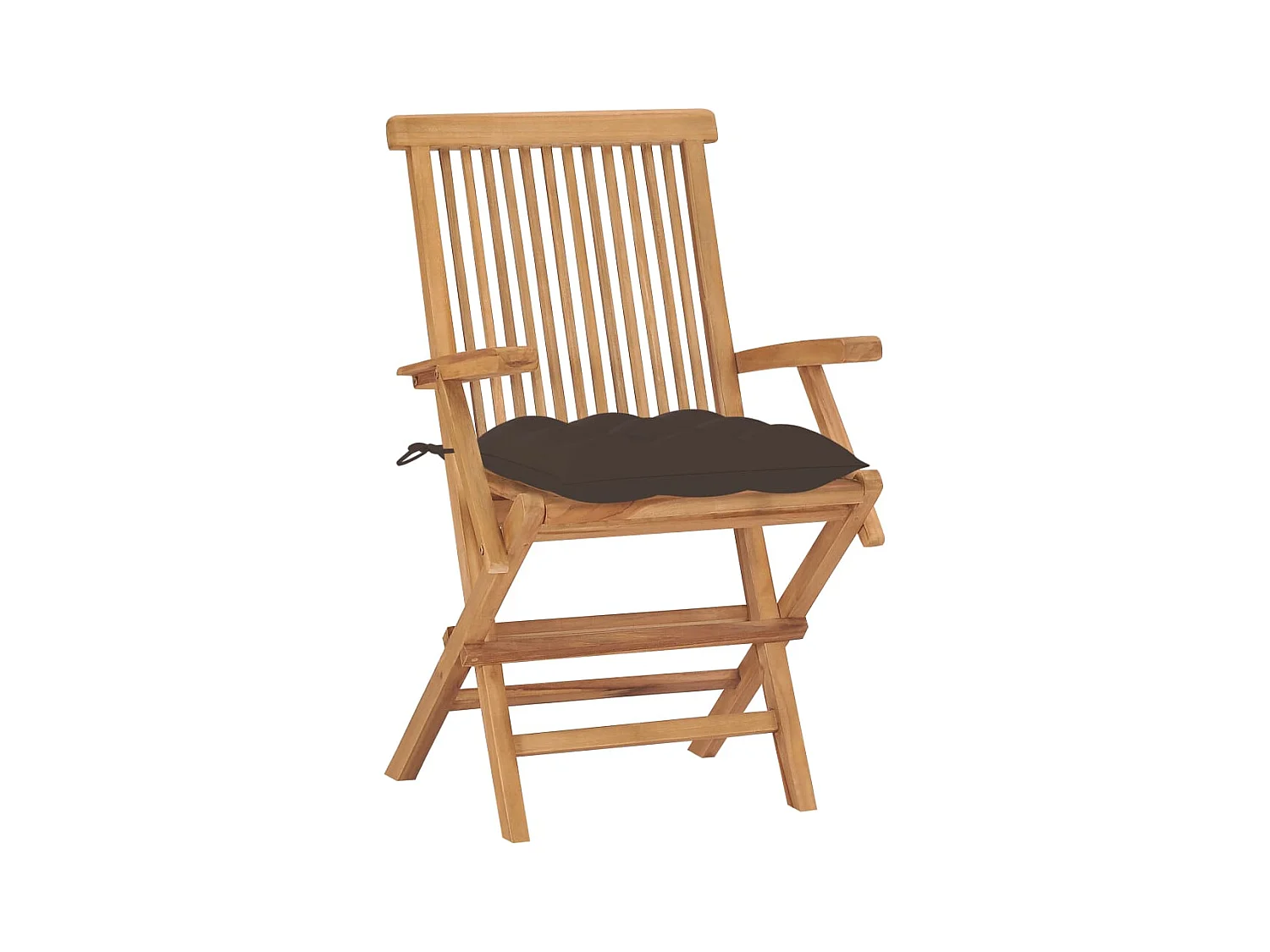 Juego de 8 sillas de jardín con cojines color topo Madera maciza de teca