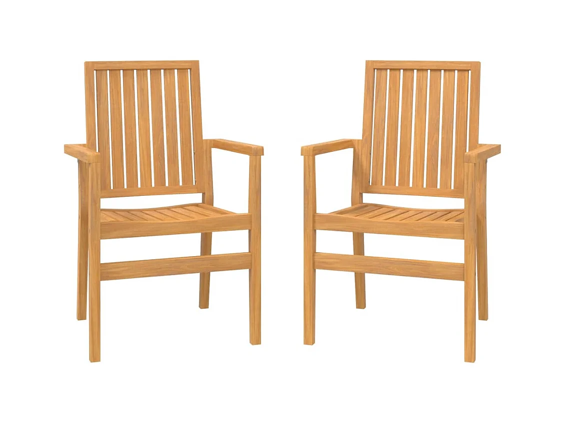 Stapelbare tuinstoelen set van 2 56,5x57,5x91 cm teakhout
