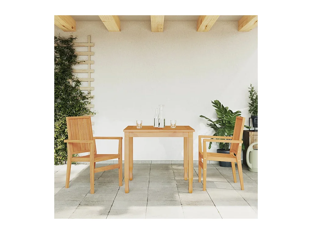 Chaises de jardin empilables lot de 2 56,5x57,5x91 cm bois teck