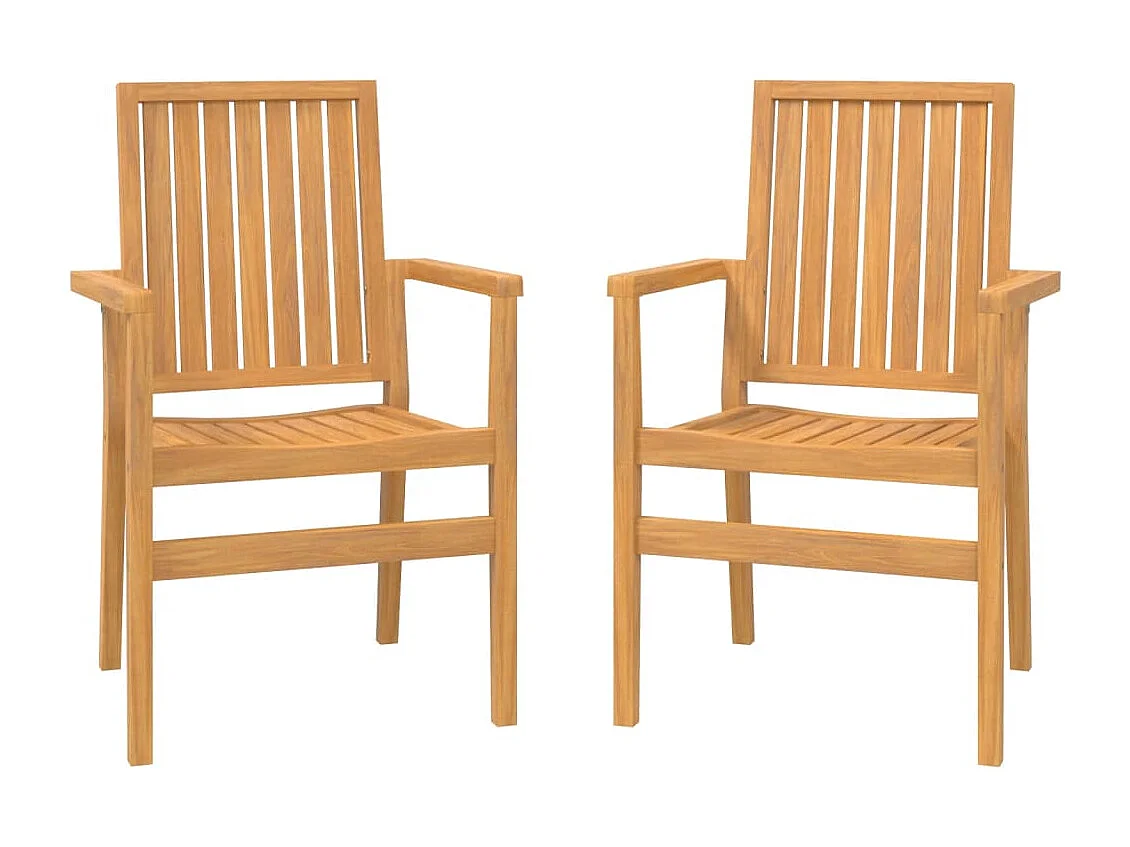 Chaises de jardin empilables lot de 2 56,5x57,5x91 cm bois teck