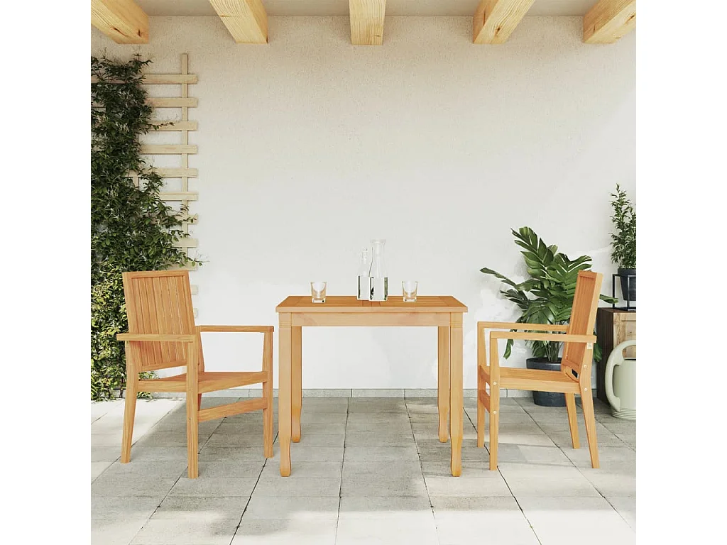 Chaises de jardin empilables lot de 2 56,5x57,5x91 cm bois teck