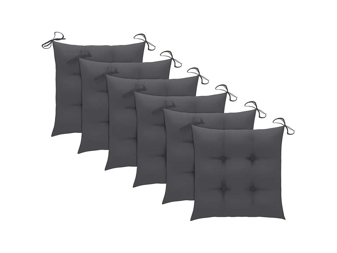 Conjunto de 6 sillas de jardín plegables con cojines de madera de acacia