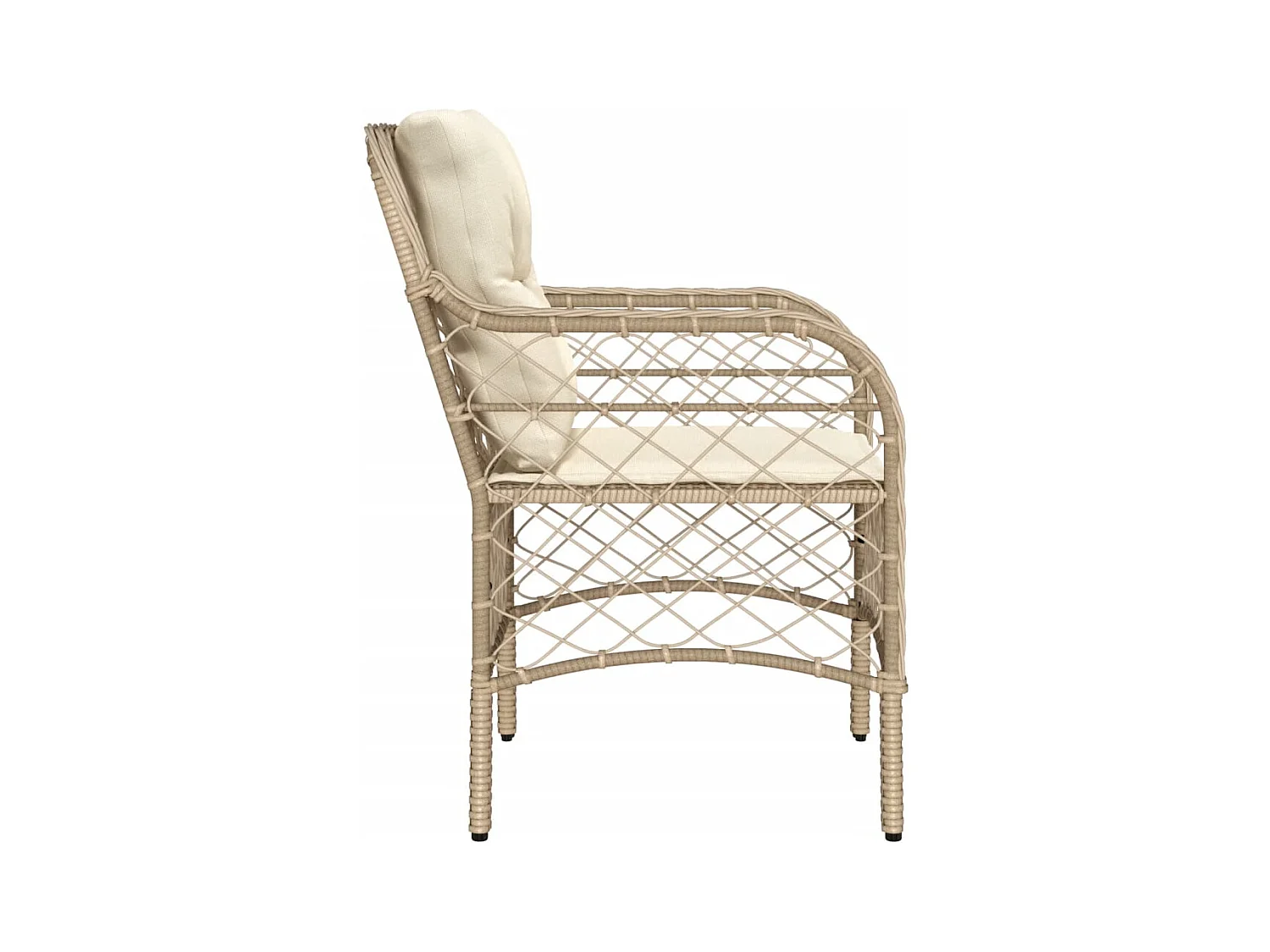 Sillas de jardín con cojines, juego de 2, beige, resina tejida