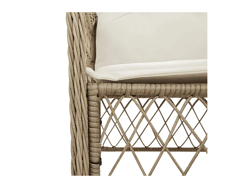 Sillas de jardín con cojines, juego de 2, beige, resina tejida