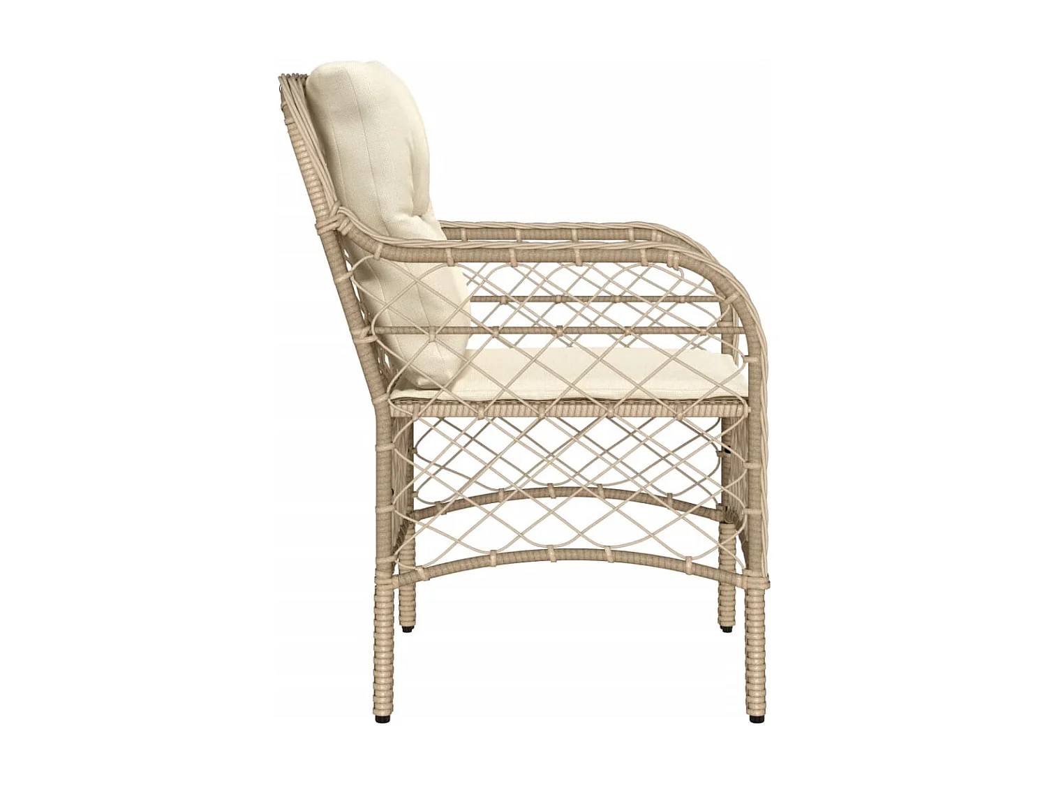 Sedie da giardino con cuscini, set da 2, beige, resina intrecciata
