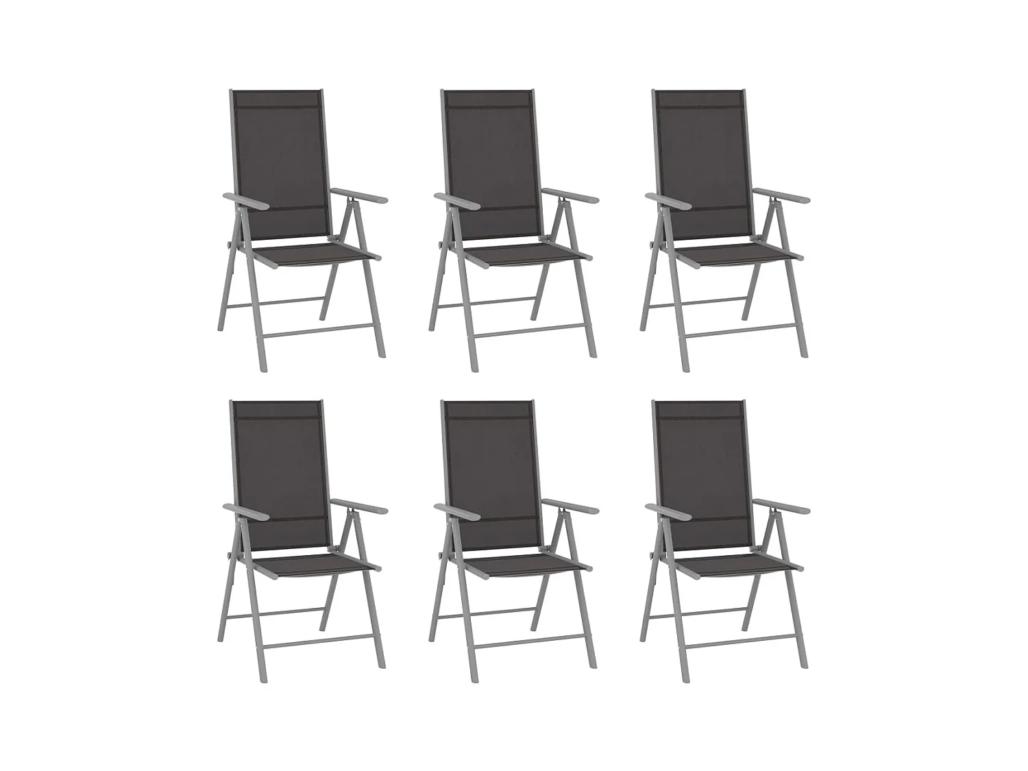 Chaises de jardin pliables lot de 6 Textilène Noir