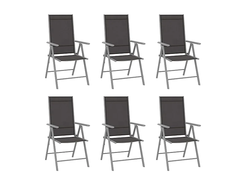 Chaises de jardin pliables lot de 6 Textilène Noir