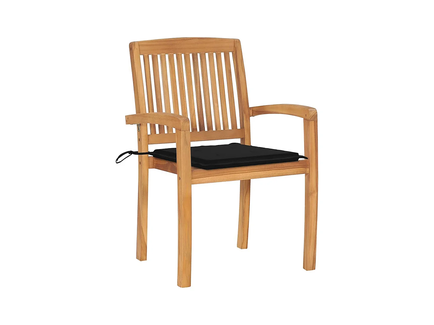 Set di 4 sedie da giardino impilabili con cuscini in teak massello