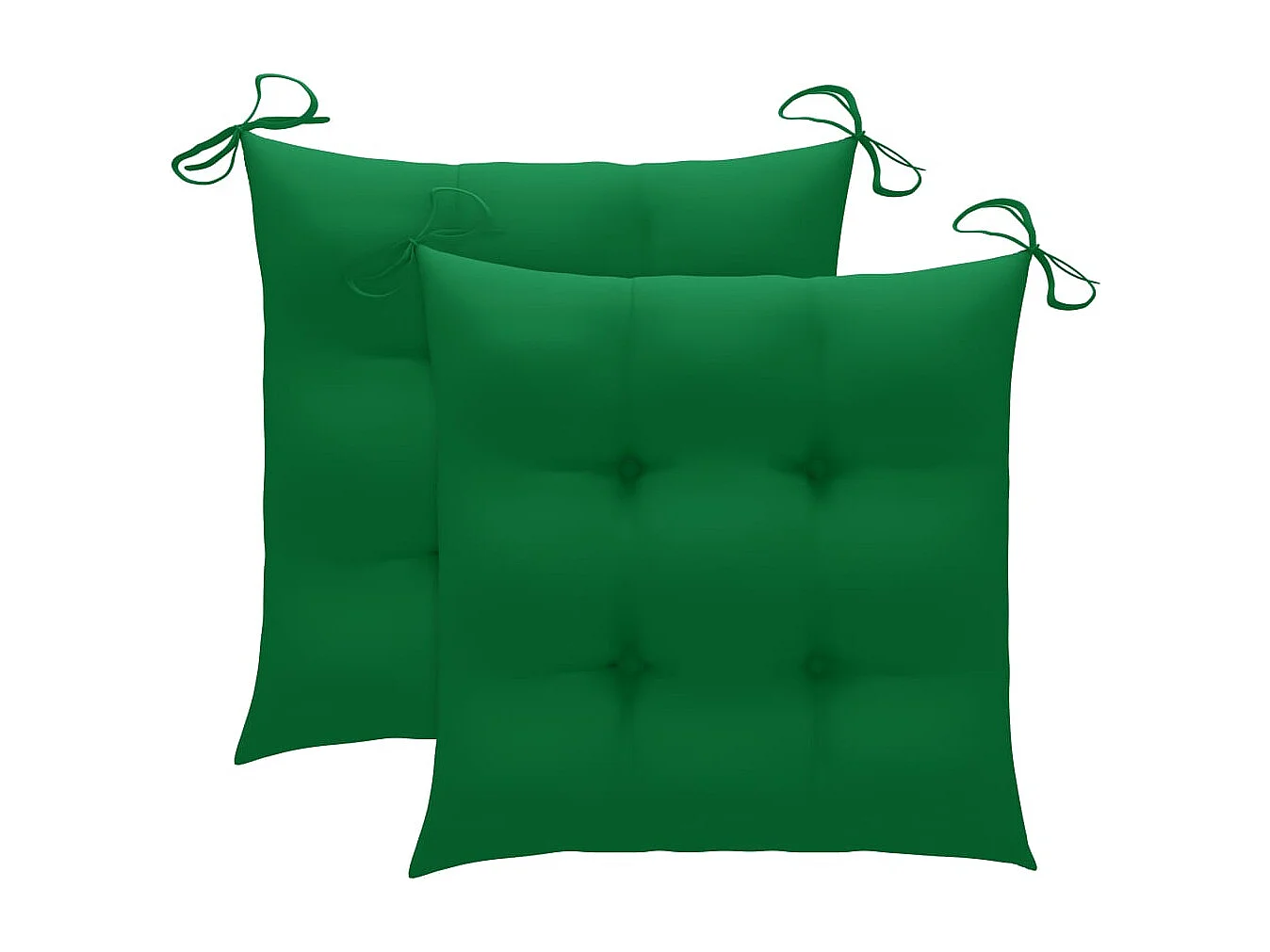 Chaises de jardin lot de 2 et coussins vert Bois de teck massif