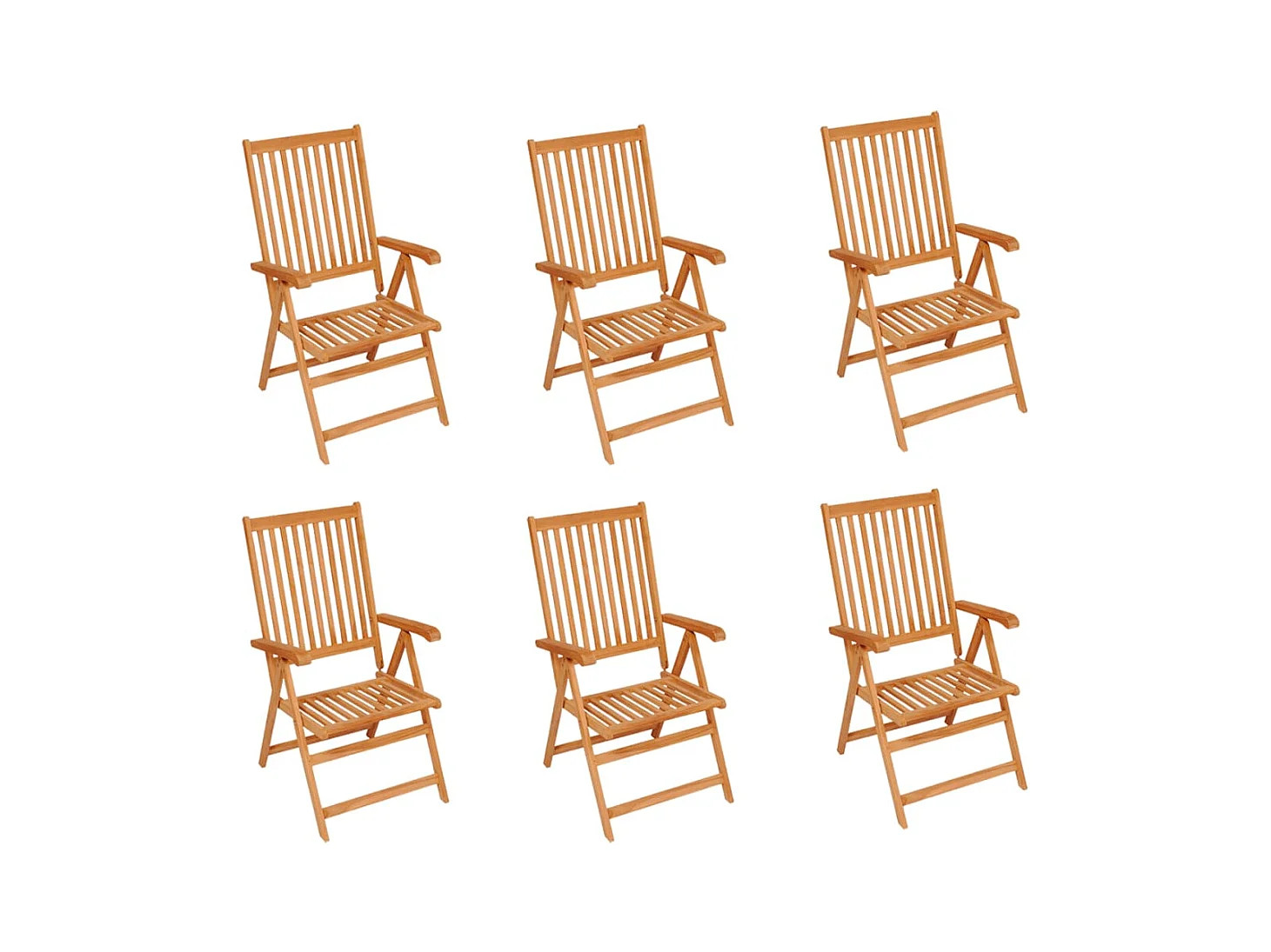 Chaises de jardin lot de 6 avec coussins crème Bois teck massif