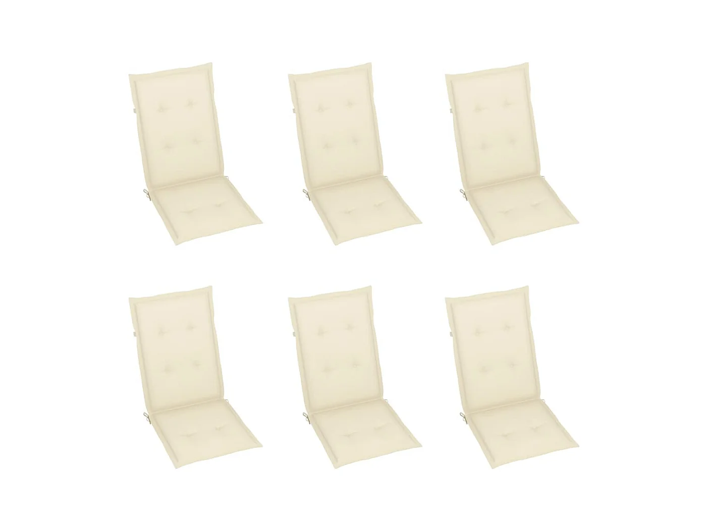 Chaises de jardin lot de 6 avec coussins crème Bois teck massif