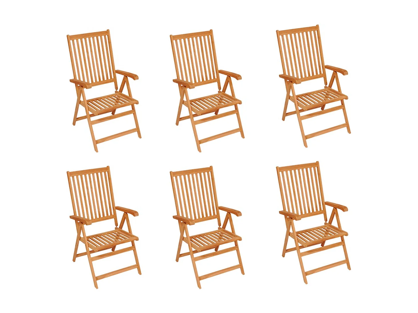 Chaises de jardin lot de 6 avec coussins crème Bois teck massif