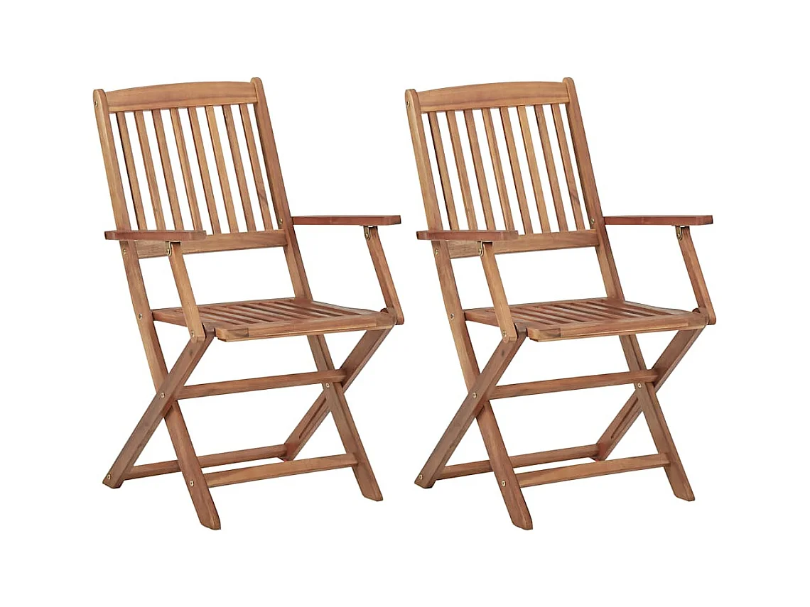 Set di 2 sedie da giardino pieghevoli con cuscini in legno di acacia