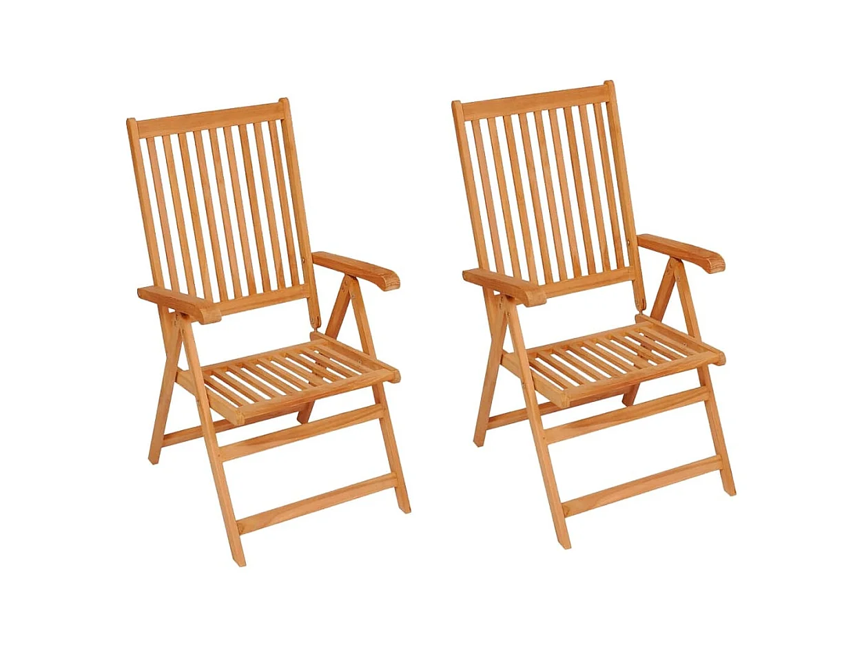 Set di 2 sedie da giardino e cuscini verdi in legno massello di teak